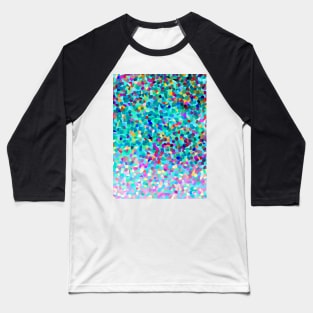 Aqua Blue Multicolored Abstract Art Shapes Pattern Baseball T-Shirt